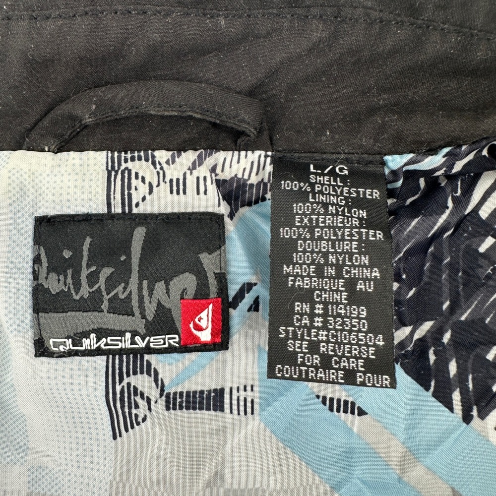Y2K Quiksilver Mens Full Zip Jacket Windbreaker Large Graphic Print Streetwear - Picture 4 of 14